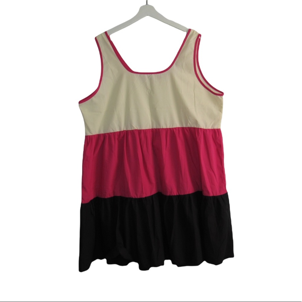 Shein Curve Color Block Flounce Sleeveless Ruffle Hem Chiffon Smock Dress